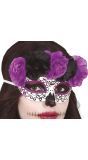 Dia De Los Muertos Bloemen Masker Paars