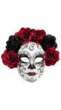 Dia De Los Muertos Masker met Zwarte en Rode Rozen