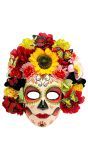 Dia De Los Muertos Masker Roze met Kleurrijke Bloemen