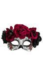Dia De Los Muertos Oogmasker met Rozen Zwart Rood