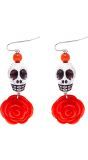 Dia De Los Muertos Oorbellen Rood Wit