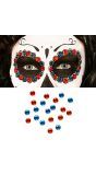 Dia De Los Muertos Rode en Blauwe Edelstenen set 40 Stuks