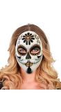Dia De Los Muertos Skelet Masker Wit met Bloem