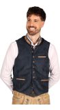 Donkerblauw Tiroler Vest Suède Heren Oktoberfest