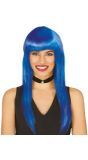 Donkerblauwe Pruik met Pony