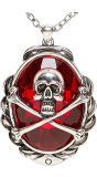 Doodshoofd Ketting met Rood Juweel