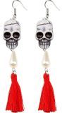 Doodskop Halloween Oorbellen met Kwastjes