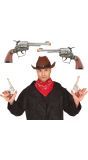 Dubbele Zilveren Cowboy Revolvers 25cm