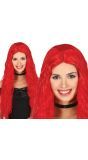 Duivel Vrouw Pruik Rood Golvend