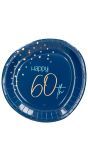 Elegant True Blue 60 Jaar Bordjes 8 Stuks