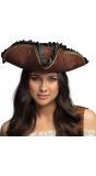 Elegante Bruine Piratenhoed Tricon Dames