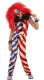Enge Clown Meisjes Kostuum Rood en Blauw