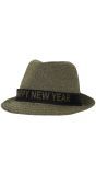 Fedora Hoed Goud Happy New Year