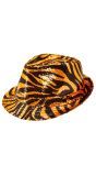 Fedora Hoed Oranje Tijgerprint Dames Heren