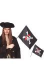 Feestelijke Piratenvlag met Stok Zwart 45X30cm