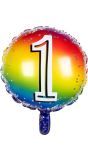 Folieballon Cijfer 1 Regenboog