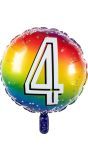 Folieballon Cijfer 4 Regenboog