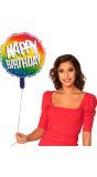 Folieballon Cijfer Happy Birthday Regenboog