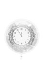 Folieballon Happy New Year Klok Zilver Wit