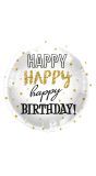 Folieballon Wit met Goud Verjaardag