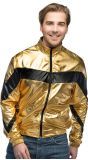 Fout Goud Metallic Retro Trainingsjasje Heren Met Zwarte Strepen