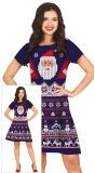 Foute Kerst Jurk Dames Crochet Blauw