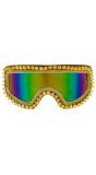 Foute Skibril Goud met Regenboog Glazen en Stekels