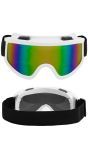 Foute Skibril Wit met Regenboog Glazen