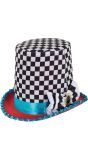 Geblokte Mad Hatter Hoed