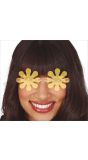Gele Bloemen Bril 60's Stijl