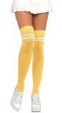 Gele Geribbelde Kousen met Witte Strepen