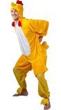 Gele Pluche Kip Kostuum Tiener