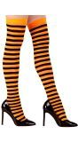 Gestreepte Kniekousen Dames Neon Oranje