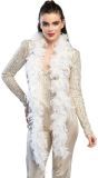 Glamour Witte Veren Boa met Zilver