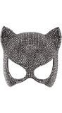 Glanzend Zilveren Oogmasker Kat met Studs