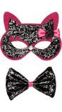 Glitter Kattenmasker en Strik