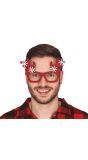 Glitter Kerstbril met Rendier Oren Rood
