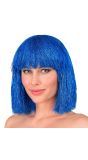Glitter Pruik Blauw Dames Carnaval