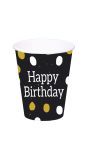 Glossy Birthday Wegwerp Bekers Zwart