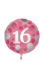 Glossy Verjaardag 16 Folieballon Roze