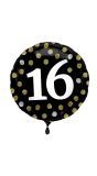 Glossy Verjaardag 16 Folieballon Zwart