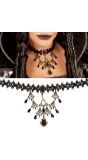Gothic Strass Choker met Edelsteen