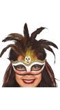 Goud Zwart Voodoo Masker met Veren