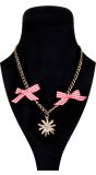 Gouden Dirndl Ketting Edelweiss met Strikjes Oktoberfest