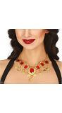 Gouden Ketting met Rode Robeinen Dames