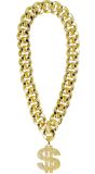 Gouden Nep Dollarketting met Diamanten