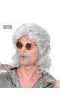 Grijze 70's Pruik met Snor