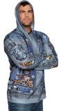 Grijze Biker Hoodie Heren