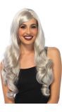 Grijze Lange Krullen Pruik