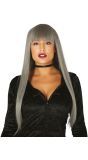 Grijze Lange Pruik met Pony